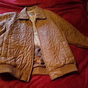 Azzure leather lettered jacket